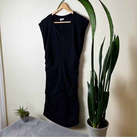 Splendid Black Tee Shirt Ruched Side Dress - Picture 6 of 14